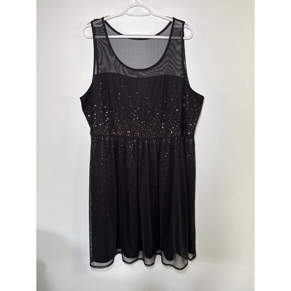 Lane Bryant sequin illusion mesh overlay chiffon dress womens 22 prom hoco event - Picture 2 of 8